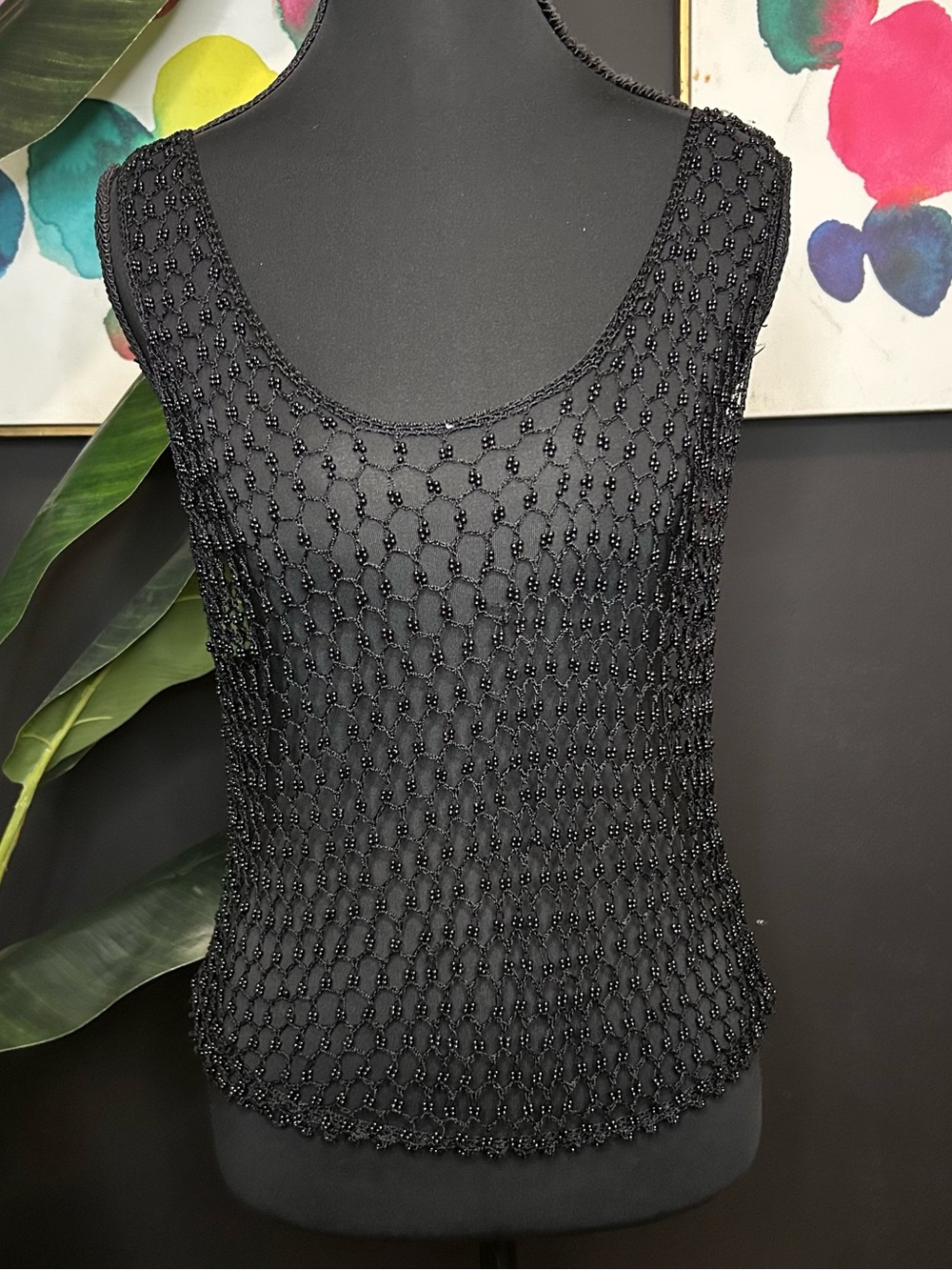 Vintage 90s Beaded Fishnet Top